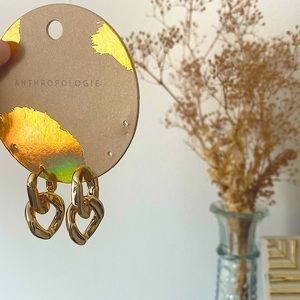 Anthropologie Gold Double Hoops